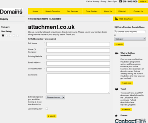 attachment.co.uk: Please enquire here about our premium domain names
Please fill out the information below. One of our representatives will be in touch regarding your enquiry as soon as possible. Please note: Your information