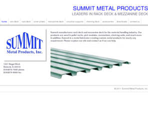 summitmetalproducts.com: Summit Metal Products
Manufacturer of rack deck and mezzanine deck for the material handling industry