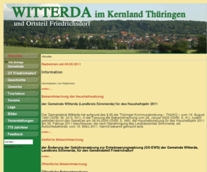 witterda.de: Witterda.de - Aktuelles
Witterda und Ortsteil Friedrichsdorf im Kernland Thüringen