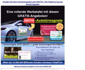 autowerbung.info: Autowerbung mit Autotürmagneten
Autowerbung mit Autotürmagneten - Machen Sie Ihr Auto zur rollenden Werbefläche.