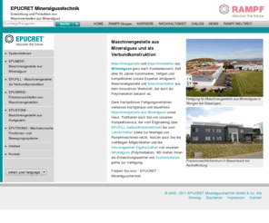 epucret.de: Mineralguss und Mineralgusstechnik z.B. mit Polymerbeton: EPUCRET Mineralgusstechnik: EPUCRET Mineralgusstechnik
Mineralguss ganz nach Kundenwunsch: Experten von EPUCRET Mineralgusstechnik entwickeln individuelle Maschinengestelle aus dem innovativen Werkstoff, auch als Polymerbeton bekannt.