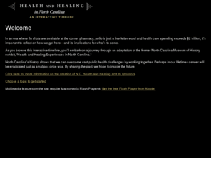 nchealthandhealing.com: Health and Healing in North Carolina
An interactive timeline detailing health and healing practices of North Carolina.