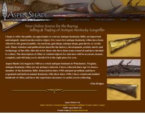 aspenshadeltd.com: Antique Kentucky Rifles for sale, selling Kentucky Rifles, buying Kentucky rifles and Flintlock Rifles
antique Kentucky rifles for sale, buying antique Kentucky rifles, selling Kentucky rifles and longrifles