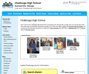 chattoogahighschool.org: Chattooga High School
Chattooga High School is a high school website for Chattooga alumni. Chattooga High provides school news, reunion and graduation information, alumni listings and more for former students and faculty of Chattooga  in Summerville, Georgia