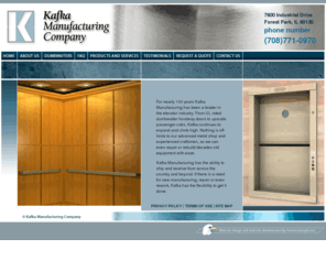 kafkamfg.com: Dumbwaiters | Hoistways | Passenger Cabs | Elevator Repair | Kafka Manufacturing Company
For almost 100 years Kafka Manufacturing has been a leader in the elevator industry.