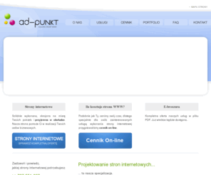 ad-punkt.pl: Ad-Punkt :: Agencja Interaktywna Wrocław/Wałbrzych - Strony internetowe, rozwiązania dla firm
Ad-Punkt - Agencja Interaktywna IT. Strony internetowe, Pozycjonowanie, Grafika, Poligrafia. Telefony - Wałbrzych: +48.666-357-633 | Wrocław: +48.727-551-037