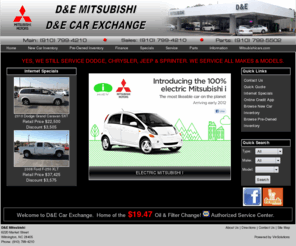 dodgewilmington.com: Mitsubishi Dealer Wilmington, NC | New & Used Auto Dealer
D&E Car Exchange is a Mitsubishi Dealer, Serving Wilmington in North Carolina. Mitsubishi Parts, Auto Service, and Financing