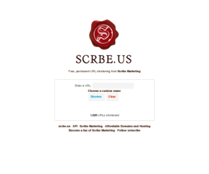 scrbe.us: scrbe. us - Free, Permanent URL Shortening By Scribe Marketing
Totally free and permanent shortened URLs by Scribe Marketing.