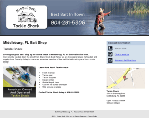 middleburgtackleshack.com: Bait Shop Middleburg, FL - Tackle Shack 904-291-5306
Tackle Shack provides bait shop services to Middleburg, FL. Call 904-291-5306 for more information.