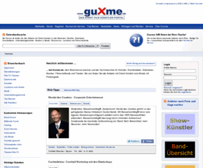 guxme.de: Künstler, Show, Event Entertainment & Film - Verzeichnis bei Guxme.de
Direkt Künstler, Eventpersonal und Filmschaffende buchen. Sie finden Unterhaltungskünstler, Shows, Musiker, Kunst, Comedy-Künstler sowie Agenturen zum engagieren, mieten. 