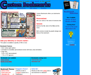 custom-bookmarks.com: Custom Bookmarks
Your own custom bookmark with your own name..