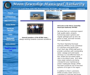 moontma.com: Moon Township Municipal Authority
The Moon Township Municipal Authority provides water, sewer, and solid waste service to customers in Moon, Crescent, and South Heights