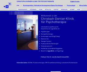 c-d-k.com: Christoph-Dornier-Klinik für Psychotherapie in Münster
Therapie von: Angststörung, Zwangserkrankung, Essstörungen, Bulimie, Eßanfall, Magensucht, Suchtmittelabhängigkeiten, 
Depressionen, Höhenangst, Kinder-Jugendlichen-psychotherapie, Herzphobie, Panikstörungen, Schlafstörungen, Stress, Selbsthilfe