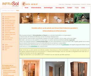 infrasol.nl: Infraroodcabine | infraroodsauna koopt u bij Infrasol
Infrasol Zuid Holland is leverancier van infraroodcabines en sauna's, ook een infraroodcabine of sauna op maat voor u gebouwd is mogelijk alsook een combinatie van Finse Sauna met infrarood systeem.