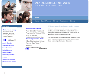 mental-disorder.net: Mental Disorder Network - Home
Offers a wealth of information about various mental disorders and their treatments.