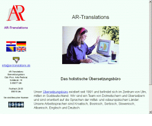 ar-translations.de: AR-Translations - Übersetzungsbüro für Kroatisch
AR-Translations Übrsetzungsbüro für die Sprachen Kroatisch, Bosnisch, Serbisch, Slowenisch, Albanisch, Englisch und Deutsch.