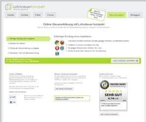 lohnsteuer-hilfeverein.com: lohnsteuer-kompakt | Online Steuererklärung für 2009 und 2010 von forium
mit lohnsteuer-kompakt können Sie kostenlos testen und ihre Steuererstattung gratis prüfen