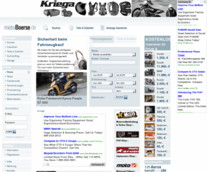 motoboerse.com: motoBoerse.de: Motorradmarkt - Motorrad, Roller, Quad, Motorroller mit News und Fahrberichten
motoBoerse.de: Motorradmarkt für gebrauchte Motorräder, Roller, Mofa, Moped und Quad-Bikes. Mit Motorradversicherung, Motorrad Finanzierung, ... 