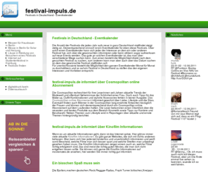 festival-impuls.de: festival-impuls.de - Festivals in Deutschland - Eventkalender
Festivals in Deutschland - Eventkalender