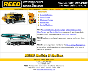 reedpumps.com: REED Concrete Pumps Shotcrete Pumps and Guncrete Gunite Machines.
concrete pumps, boom pumps, shotcrete pumps and gunite machines.