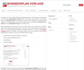 businessplan-vorlage.net: Businessplan Vorlage – Download als Microsoft-Excel Datei
Realisieren Sie Ihre Geschäftsidee mit unserer Businessplan Vorlage. Einfach Microsoft-Excel Datei günstig im Download erwerben, Zahlen eintragen und ausdrucken.