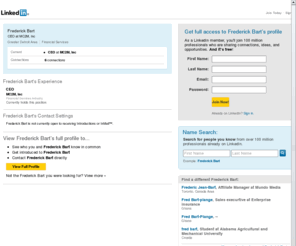 bartonlinkedin.com: Frederick Bart  | LinkedIn
View Frederick Bart's professional profile on LinkedIn.  LinkedIn is the world's largest business network, helping professionals like Frederick Bart discover inside connections to recommended job candidates, industry experts, and business partners.