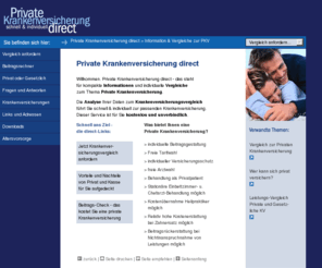 private-krankenversicherung-direct.de: Private Krankenversicherung im Vergleich
Private Krankenversicherung direct - Informationen zum Thema private Krankenversicherung und Krankenkasse. Online berechnen: Krankenversicherungsvergleich