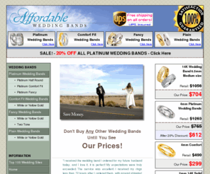 affordableweddingbands.com: *Affordable Wedding Bands* Gold or Platinum Wedding Bands, Rings
GOLD or PLATINUM wedding bands at near wholesale. Men's wedding bands and men's wedding rings. Huge sale on Platinum wedding rings and wedding bands.