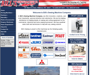 billsewing.com: Bill's Sewing Machine Company - www.billsewing.com
Bills Sewing Machine Company specializes in industrial, commercial, and home sewing machines.