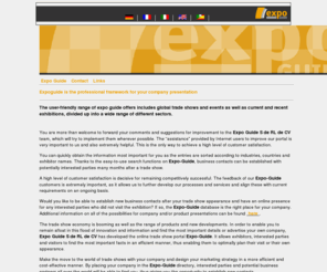 interactive-expoguide.com: Expo-Guide! It couldn’t be easier.
Online-directory Expo-Guide, the online trade show directory from Expo Guide S de RL de CV