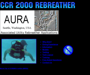 rebreather.com: Scuba Diving Rebreather Underwater Closed Circuit Rebreather
Rebreather Sales, training and certification for closed circuit rebreathr SCUBA through the Associated Utility Rebreather Applications (AURA) a Seattle, Washington, USA based training and certification company.  The latest recreational rebreather, made by Dan Wible, is also promoted through the site.  Correspondence classes (with 