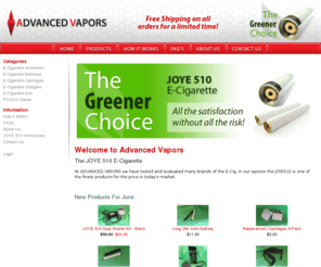 advancedvapors.com: Advanced Vapors, Advanced Vapors Electronic Cigarettes
Advanced Vapors :  - E-Cigarette Kits E-Cigarette Batteries E-Cigarette Chargers E-Cigarette Cartridges E-Cigarette Atomisers PCC510 Series Advanced Vapors, Electronic Cigarettes, E-Cigarettes, Gree Cigarettes, Clean cigarettes