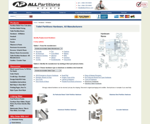 alltoiletpartitionshardware.com: Toilet Partitions Hardware - All Partitions and Parts
Toilet partitions hardware ready to ship at low prices. We carry a wide selection of toilet partitions hardware for your remodeling and repair needs.