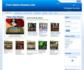 free-game-demos.com: Free-Game-Demos.com - New Download
Try out thousands of awesome computer games available.  There's a new game to download every day., Hallowed Legends: Samhain, Save the missing festival goers!, New Download, A new game every day. Check back daily!