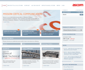 ascom-ru.com: Welcome to Ascom
Ascom is an international solution provider with comprehensive technological know-how in Mission-Critical Communication.
