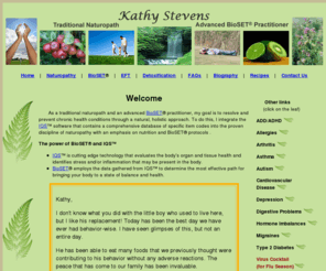 natureswaytowellness.com: Treatment For Your Health Challenges Using a Natural Holistic Approach
Kathy Stevens is a Traditional Naturopath practicing in the Dallas metroplex and East Texas