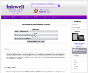 compatcart.co.uk: Inkwell|Epson|Brother|Lexmark|Canon|HP cartridges free...
Inkwell|Epson|Brother|Lexmark|Canon|HP cartridges free delivery UK search for your printer now...