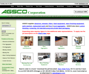 agsco.com: Agsco Corporation for Industrial Minerals, Abrasives, Shot Blasting Equipment, Toll Blending
Chicago and New York area distributor of powdered chemicals, blasting pots, mass finishing, custom blending, toll manufacturing,