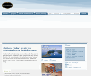 kalkanlavanta.com: Mediterra Resorts, Turkey's premier real estate developer on the Mediterranean
Successfully uniting the business of leisure and the business of residential home sales, Kemer Groups Kemer Mediterra has created the ultimate in easy Mediterranean living.