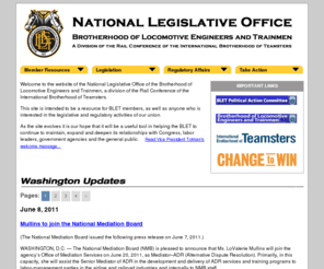 bletdc.org: BLET National Legislative Office
The website of the National Legislative Office of the Brotherhood of Locomotive Engineers and Trainmen, a division of the Rail Conference of the International Brotherhood of Teamsters.