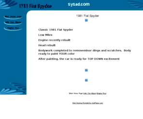 sysad.com: 1981 Fiat Spyder
Critical Facility Management Specialist, Tim Hurlbut