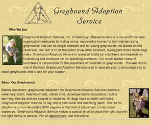 greycanine.com: Greyhound Adoption Service Home Page
greyhound adoption service in new england: a commitment to greyhounds for life