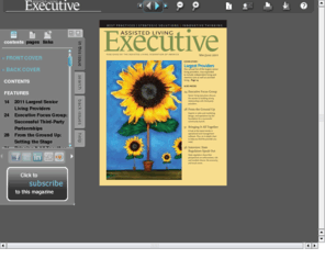 alfapublications.org: Assisted Living Executive - March/April 2011
Assisted Living Executive is the award-winning magazine published by the Assisted Living Federation of America (ALFA). It is the only magazine serving the senior living business that delivers the best practices, strategic solutions, and innovative thinking senior living executives need to continously raise the bar of operational excellence. Learn more about Assisted Living Executive at www.alfa.org/ALE.