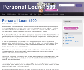 personalloan1500.com: Personal Loan 1500 - 1 Hour Payday Loan
Personal Loan 1500 Cash Wired Directly to Your Account in 1 Hour! Instant Approval – No Credit Checks