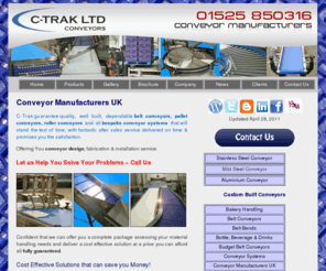 conveyor-manufacturers.co.uk: Conveyors ~ Belt Conveyor Manufacturers Pallet Conveyors Roller Conveyor UK
C-Trak Conveyor Manufacturers of Belt Conveyors UK including Pallet Conveyors & Roller Conveyor Design Solutions for Bespoke Conveyor Handling Equipment