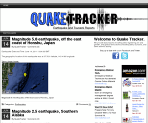 quaketracker.com: QuakeTracker Earthquake and Tsunami Reports
QuakeTracker provides earthquake and tsunami reports as they happen. Up-to-date news, video, and seismic information from QuakeTracker.com.
