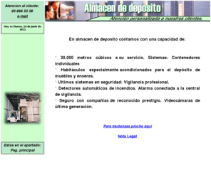 almacendedeposito.com: almacen de deposito y mudanzas.
Almacen de deposito y guardamuebles en espaa. Guardamuebles en barcelona, mudanzas, los mejores dispositivos de seguridad.