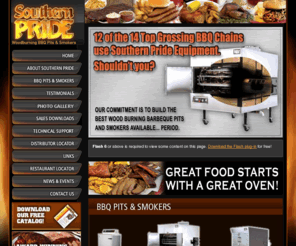 southern-pride.com: Woodburning BBQ Pits & Smokers : Southern Pride
Industrial barbecue ovens, smokers, and roasting pits for a BBQ restaurant or catering business.