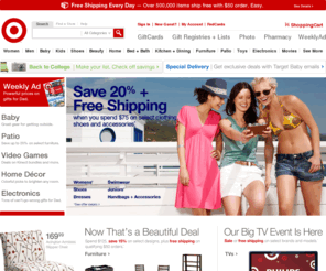 tgt-india.info: Target.com - Furniture, Patio, Baby, Toys, Electronics, Video Games
Shop Target and get Bullseye Free shipping when you spend $50 on over a half a million items. Shop popular categories: Furniture, Patio, Baby, Toys, Electronics, Video Games.