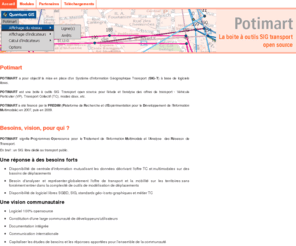 potimart.org: Potimart - Boite à outils SIG Transport Open Source
Potimart - Plateforme SIG Transport Open Source